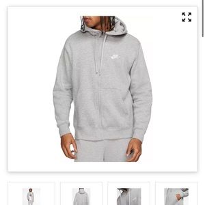 nike club fleece grey full zip up hoodie